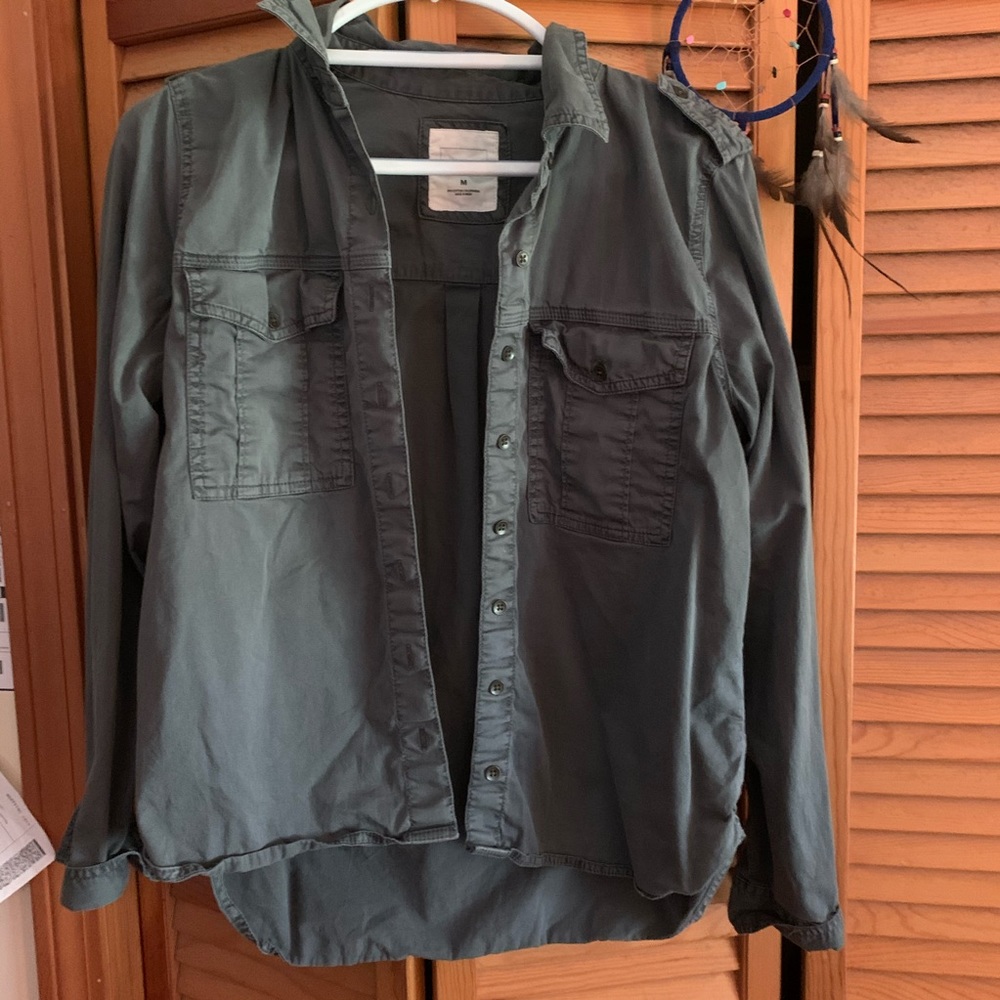 Army green button up